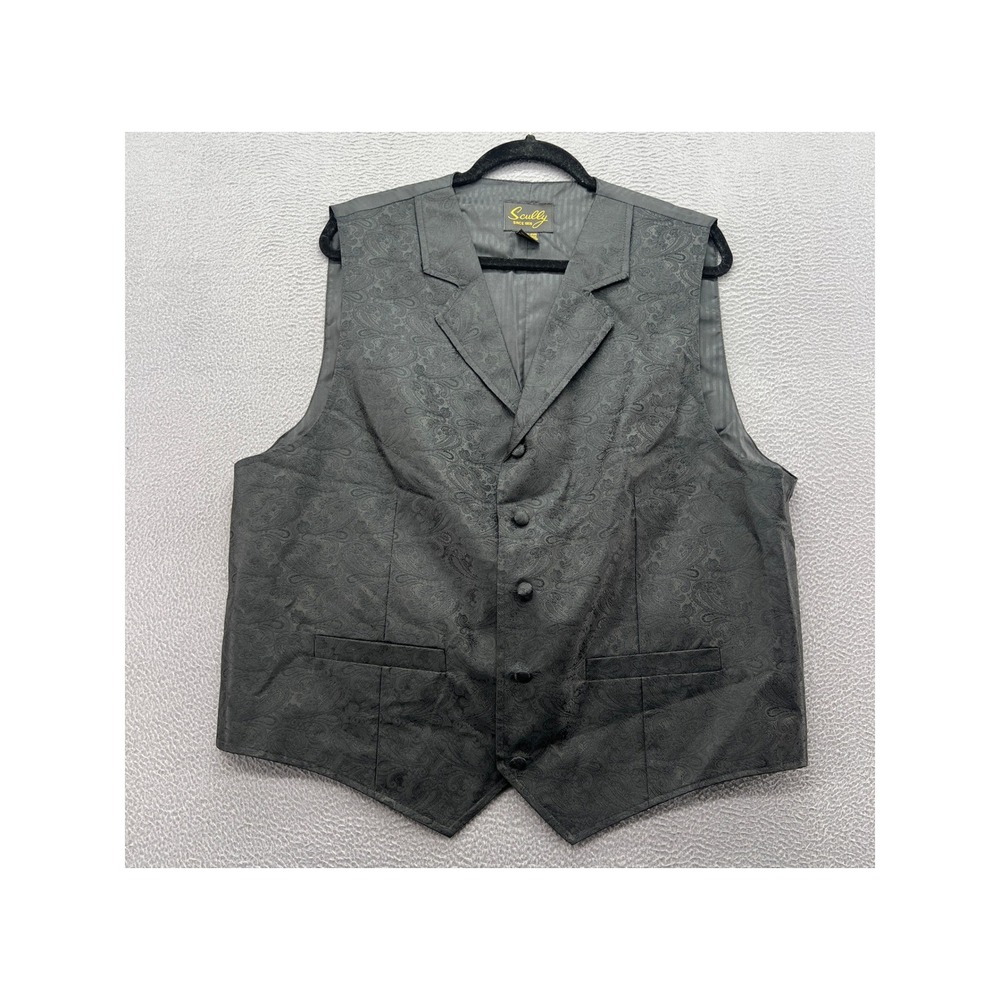 Scully Vest Mens XL Black Paisley Western Formal Notched Lapel WPL 10388